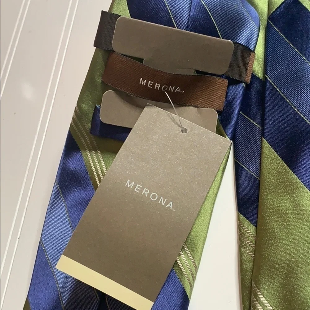 NWT Merona Blue Green 100% Silk Tie
